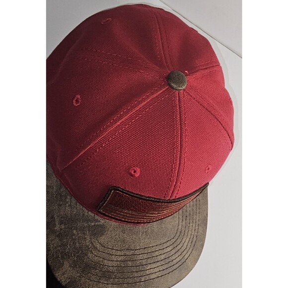 Pit Bull Mens Baseball Hat Leather American Flag Patch And Visor Red Brown Snap - Picture 6 of 14